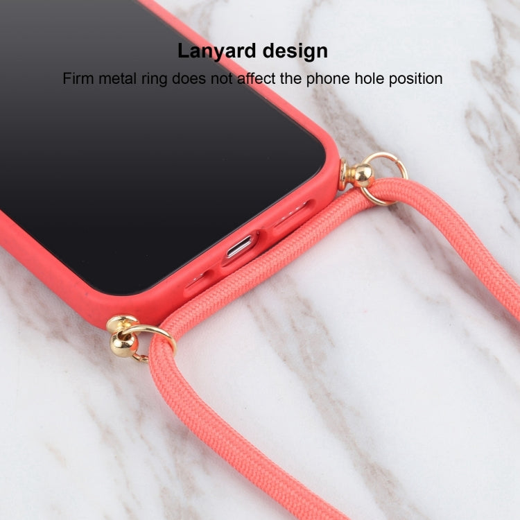 For iPhone 16 Pro Wheat Straw TPU Shockproof Phone Case with Neck Lanyard(Red) - iPhone 16 Pro Cases by buy2fix | Online Shopping UK | buy2fix