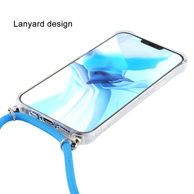 For iPhone 16 Four-Corner Shockproof Transparent TPU Case with Lanyard(White Grey) - iPhone 16 Cases by buy2fix | Online Shopping UK | buy2fix