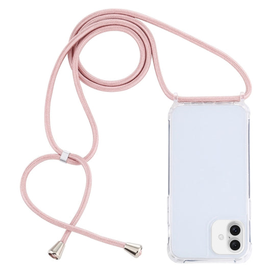 For iPhone 16 Transparent Acrylic Airbag Shockproof Phone Protective Case with Lanyard(Rose Gold) - iPhone 16 Cases by buy2fix | Online Shopping UK | buy2fix