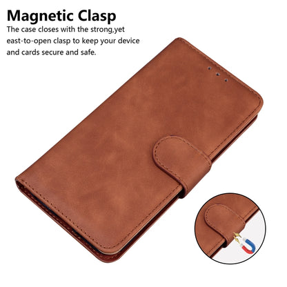 For iPhone 16 Pro Skin Feel Pure Color Flip Leather Phone Case(Brown) - iPhone 16 Pro Cases by buy2fix | Online Shopping UK | buy2fix