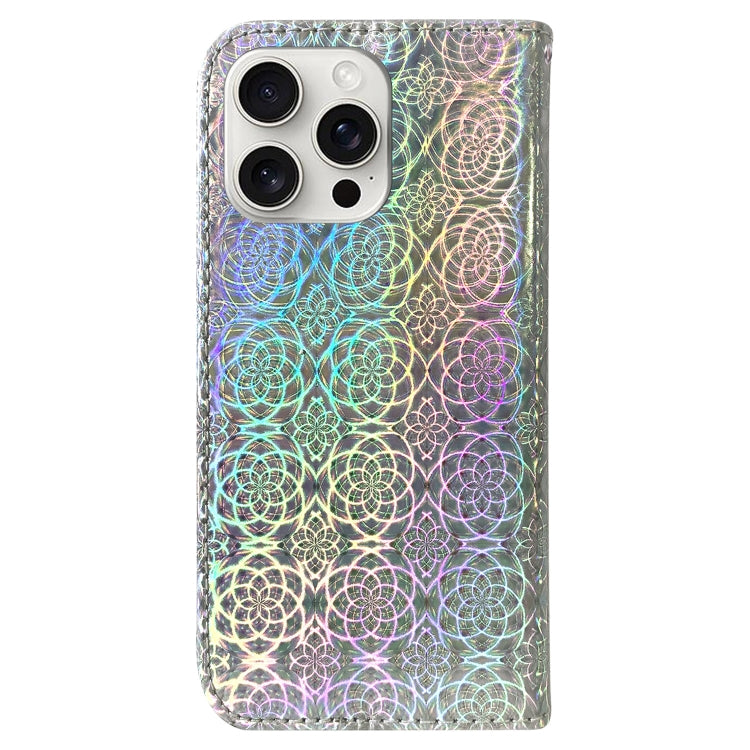 For iPhone 16 Pro Colorful Magnetic Buckle Leather Phone Case(Silver) - iPhone 16 Pro Cases by buy2fix | Online Shopping UK | buy2fix