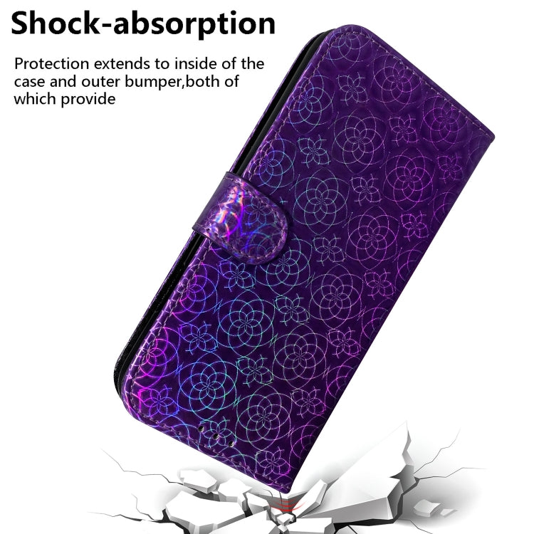 For iPhone 16 Pro Colorful Magnetic Buckle Leather Phone Case(Purple) - iPhone 16 Pro Cases by buy2fix | Online Shopping UK | buy2fix