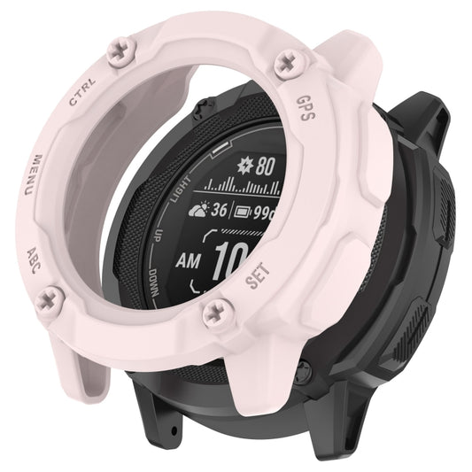 For Garmin Instinct 2X Armor Hollow Watch Protective Case(Light Pink) - Watch Cases by buy2fix | Online Shopping UK | buy2fix