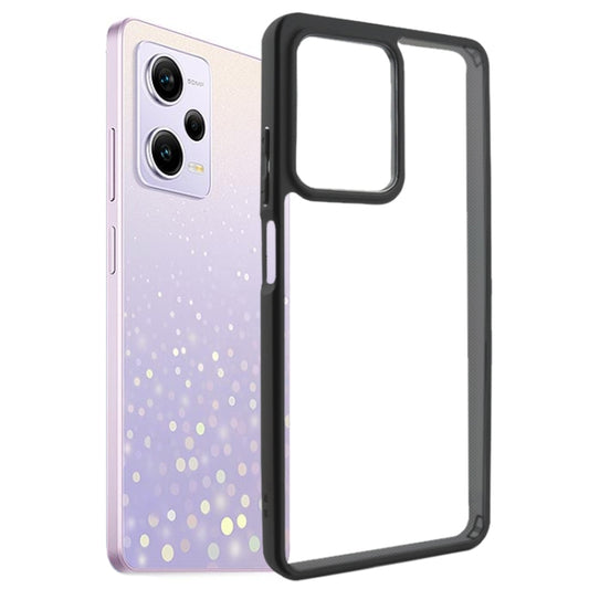 For Xiaomi Redmi Note 12 Pro / Poco X5 Pro 5G Frosted TPU + Transparent PC Phone Case(Black) - Xiaomi Cases by buy2fix | Online Shopping UK | buy2fix