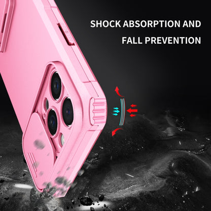 For iPhone 16 Pro Stereoscopic Holder Sliding Camshield Phone Case(Pink) - iPhone 16 Pro Cases by buy2fix | Online Shopping UK | buy2fix