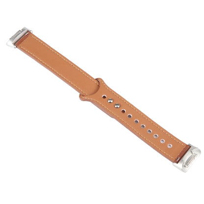 For Fitbit Charge 5 PU Leather Replacement Watch Band(Brown) - Watch Bands by buy2fix | Online Shopping UK | buy2fix