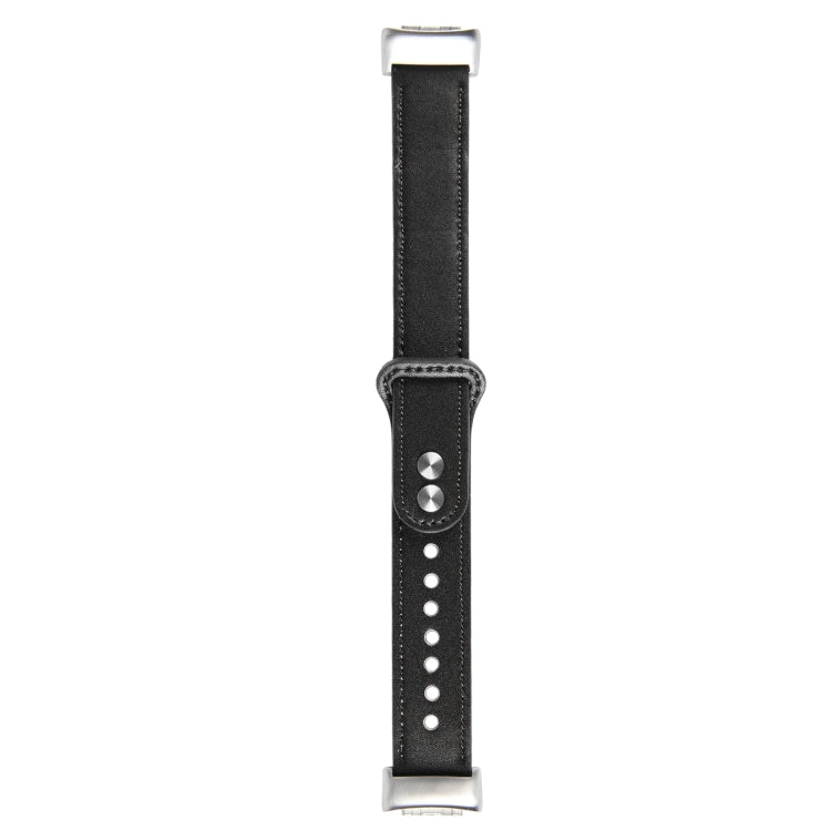 For Fitbit Charge 5 PU Leather Replacement Watch Band(Black) - Watch Bands by buy2fix | Online Shopping UK | buy2fix