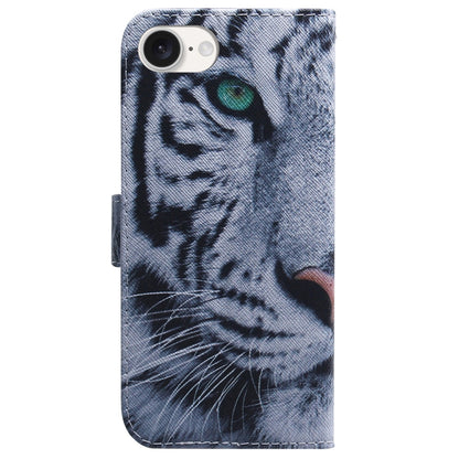 For iPhone SE 2024 Coloured Drawing Flip Leather Phone Case(Tiger) - More iPhone Cases by buy2fix | Online Shopping UK | buy2fix