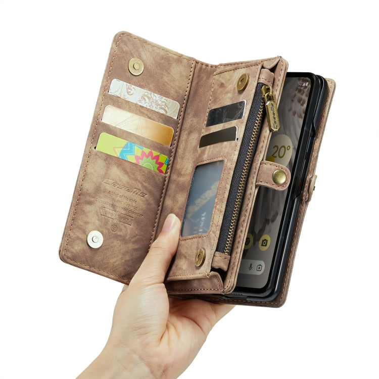 For Google Pixel Fold CaseMe 008 Detachable Multifunctional Retro Frosted Horizontal Flip Phone Leather Case with Zipper Wallet(Brown) - Google Cases by CaseMe | Online Shopping UK | buy2fix