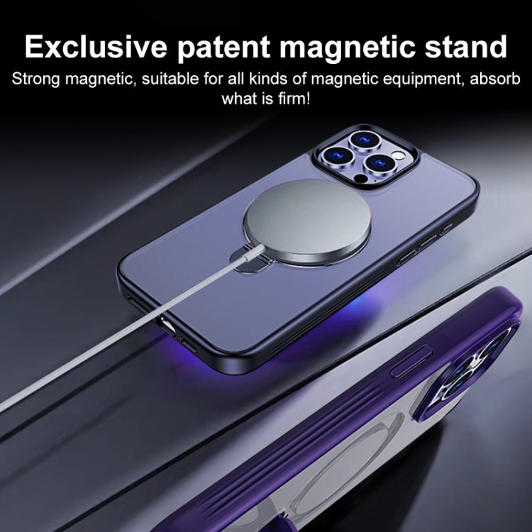 For iPhone 14 Pro Multifunctional MagSafe Holder Phone Case(Purple) - iPhone 14 Pro Cases by buy2fix | Online Shopping UK | buy2fix