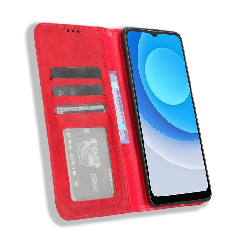 For Blackview A53 / A53 Pro Magnetic Buckle Retro Texture Leather Phone Case(Red) - More Brand by buy2fix | Online Shopping UK | buy2fix