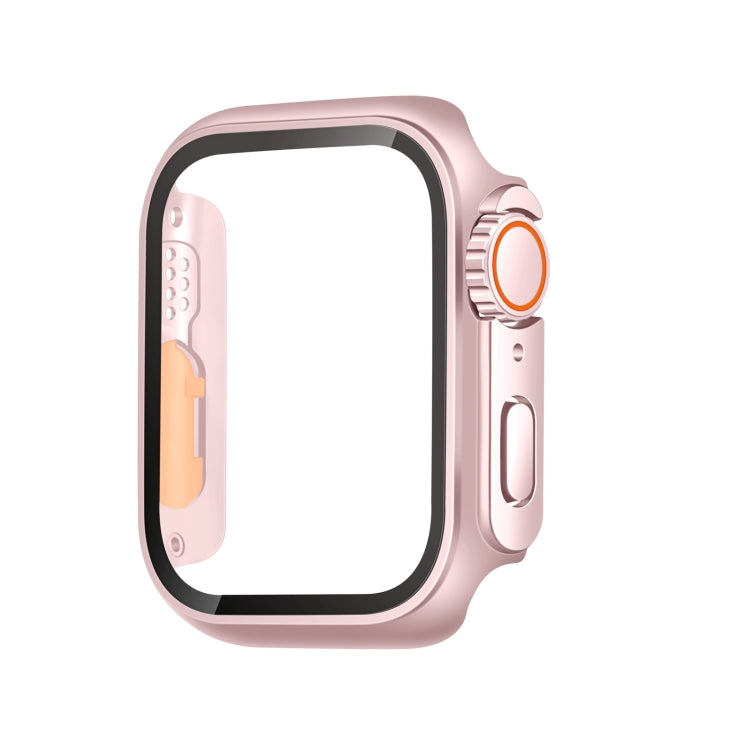 For Apple Watch Series 6 / 5 / 4 / SE 44mm Tempered Film Hybrid PC Integrated Watch Case(Rose Gold Orange) - Watch Cases by buy2fix | Online Shopping UK | buy2fix