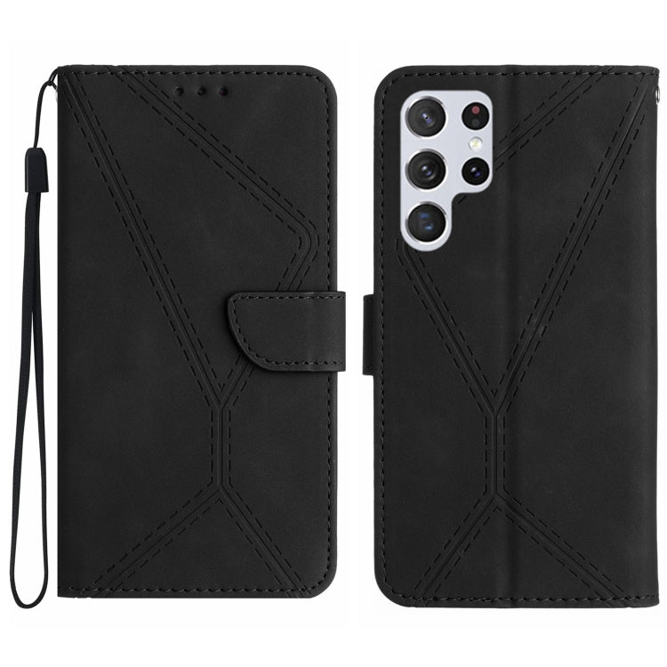 For Samsung Galaxy S24 Ultra 5G Stitching Embossed Leather Phone Case(Black) - Galaxy S24 Ultra 5G Cases by buy2fix | Online Shopping UK | buy2fix