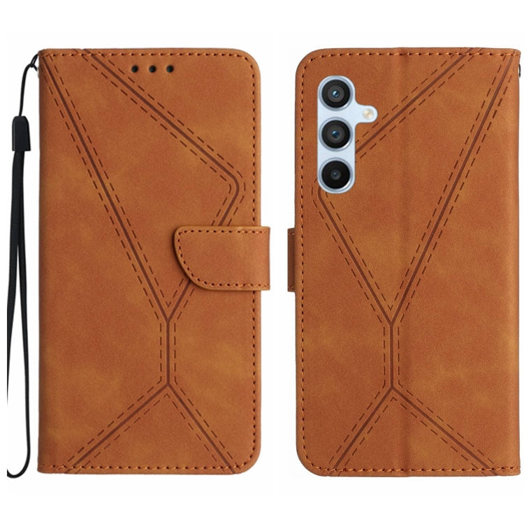 For Samsung Galaxy S24+ 5G Stitching Embossed Leather Phone Case(Brown) - Galaxy S24+ 5G Cases by buy2fix | Online Shopping UK | buy2fix