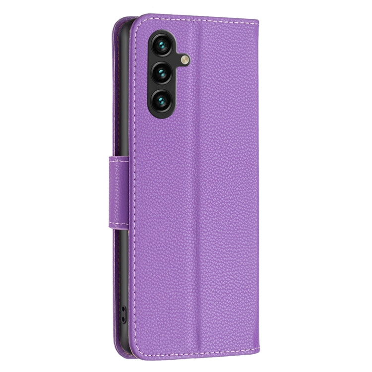 For Samsung Galaxy A15 Litchi Texture Pure Color Flip Leather Phone Case(Purple) - Galaxy Phone Cases by buy2fix | Online Shopping UK | buy2fix