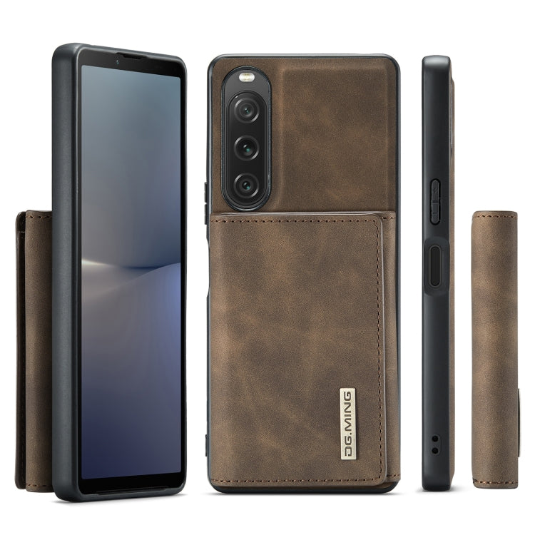 For Sony Xperia 10 V DG.MING M1 Series 3-Fold Multi Card Wallet + Magnetic Phone Case(Coffee) - Sony Cases by DG.MING | Online Shopping UK | buy2fix