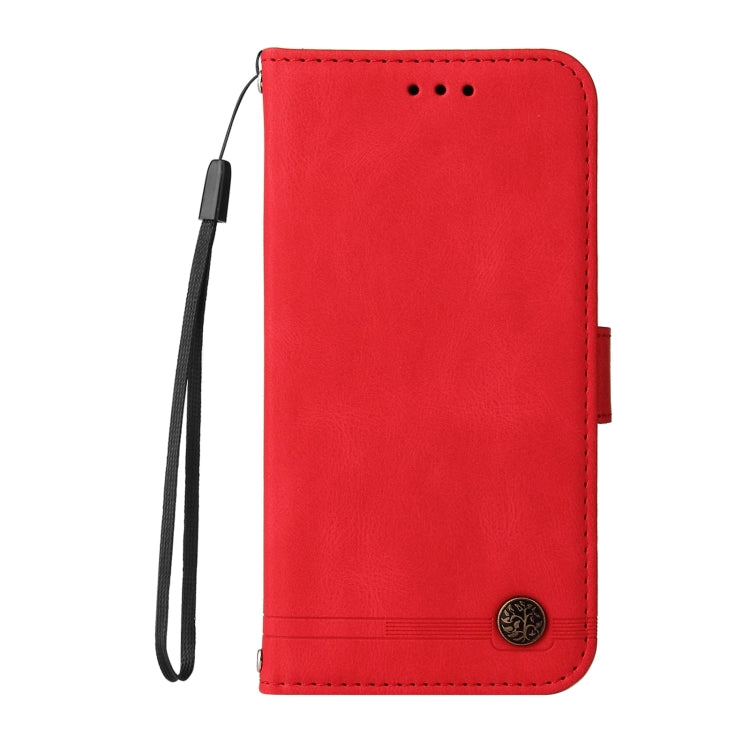 For Samsung Galaxy S24+ Skin Feel Life Tree Metal Button Leather Phone Case(Red) - Galaxy S24+ 5G Cases by buy2fix | Online Shopping UK | buy2fix