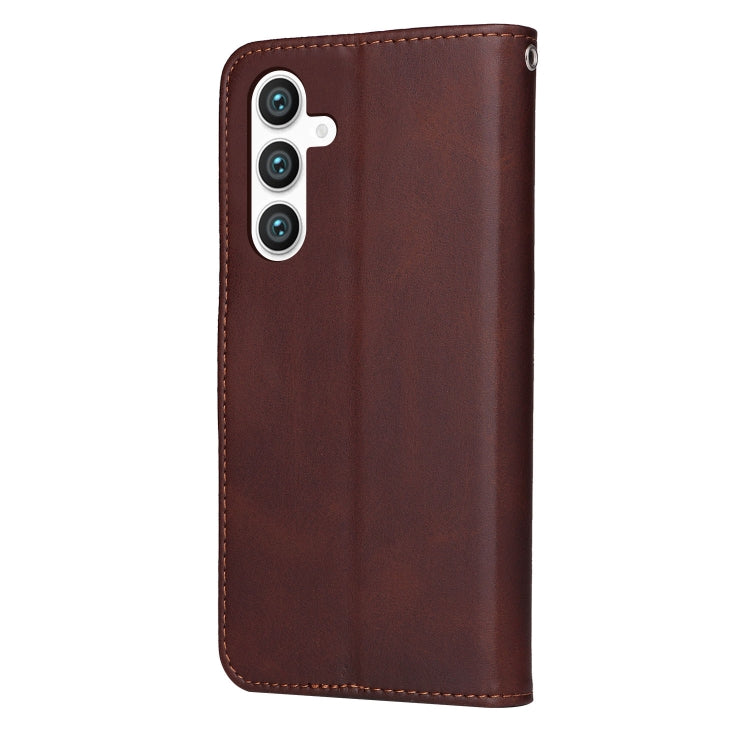 For Samsung Galaxy S23 FE 5G Classic Calf Texture Flip Leather Phone Case(Brown) - Galaxy S23 FE 5G Cases by buy2fix | Online Shopping UK | buy2fix