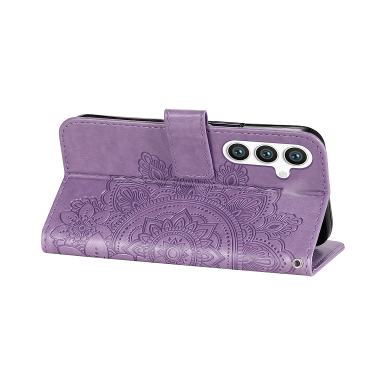 For Samsung Galaxy S24+ 7-petal Flowers Embossing Leather Phone Case(Light Purple) - Galaxy S24+ 5G Cases by buy2fix | Online Shopping UK | buy2fix