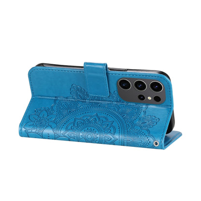 For Samsung Galaxy S24 Ultra 7-petal Flowers Embossing Leather Phone Case(Blue) - Galaxy S24 Ultra 5G Cases by buy2fix | Online Shopping UK | buy2fix