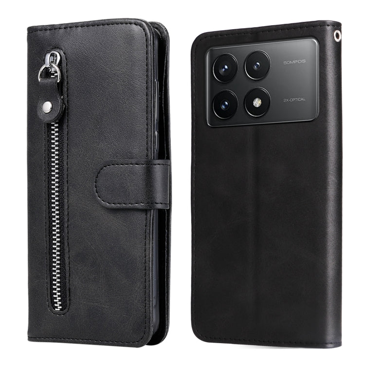 For Xiaomi Redmi K70 / K70 Pro Fashion Calf Texture Zipper Leather Phone Case(Black) - K70 Pro Cases by buy2fix | Online Shopping UK | buy2fix