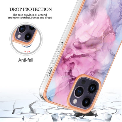 For iPhone 16 Pro Max Electroplating Marble Dual-side IMD Phone Case(Pink 013) - iPhone 16 Pro Max Cases by buy2fix | Online Shopping UK | buy2fix