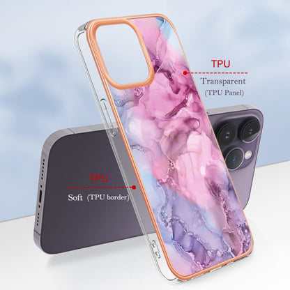 For iPhone 16 Pro Max Electroplating Marble Dual-side IMD Phone Case(Pink 013) - iPhone 16 Pro Max Cases by buy2fix | Online Shopping UK | buy2fix