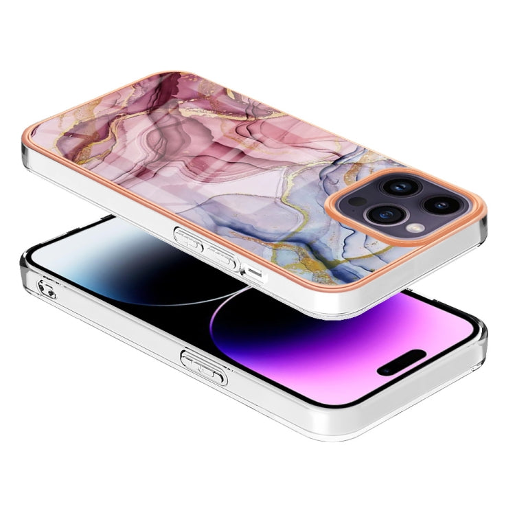 For iPhone 16 Pro Electroplating Marble Dual-side IMD Phone Case(Rose Red 014) - iPhone 16 Pro Cases by buy2fix | Online Shopping UK | buy2fix