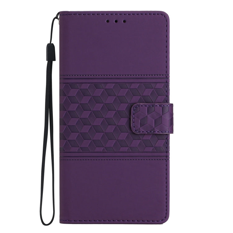 For Samsung Galaxy S24+ 5G Diamond Embossed Skin Feel Leather Phone Case(Purple) - Galaxy S24+ 5G Cases by buy2fix | Online Shopping UK | buy2fix