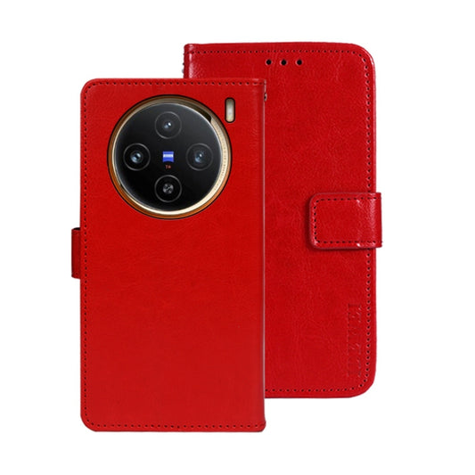 For vivo X100 idewei Crazy Horse Texture Leather Phone Case(Red) - X100 Cases by idewei | Online Shopping UK | buy2fix