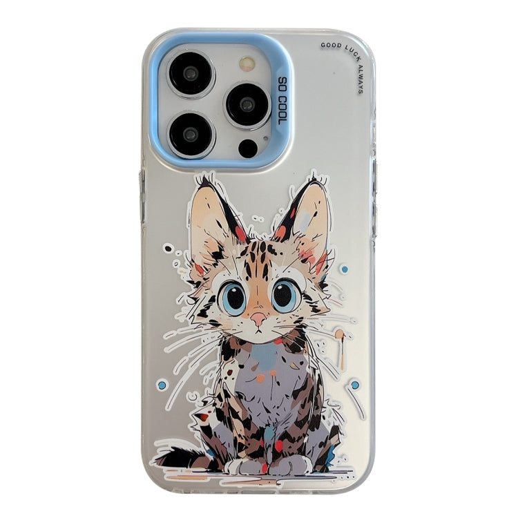 For iPhone 16 Pro Max Animal Pattern Oil Painting Series PC + TPU Phone Case(Stupid Cat) - iPhone 16 Pro Max Cases by buy2fix | Online Shopping UK | buy2fix