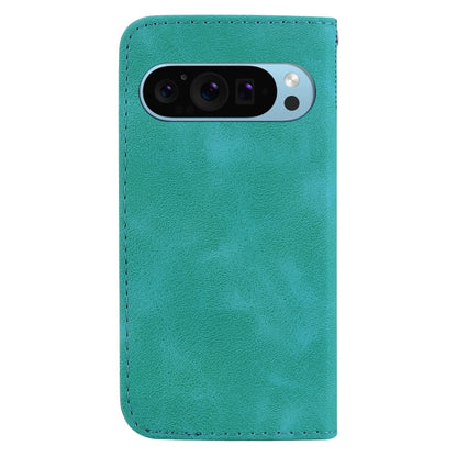 For Google Pixel 9 Pro 7-shaped Embossed Leather Phone Case(Green) - Google Cases by buy2fix | Online Shopping UK | buy2fix