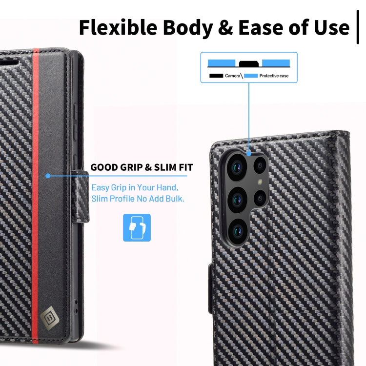 For Samsung Galaxy S24 Ultra 5G LC.IMEEKE Carbon Fiber Leather Phone Case(Vertical Black) - Galaxy S24 Ultra 5G Cases by LC.IMEEKE | Online Shopping UK | buy2fix