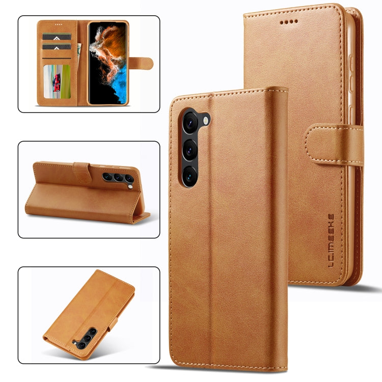 For Samsung Galaxy S24+ 5G LC.IMEEKE Calf Texture Leather Phone Case(Brown) - Galaxy S24+ 5G Cases by LC.IMEEKE | Online Shopping UK | buy2fix