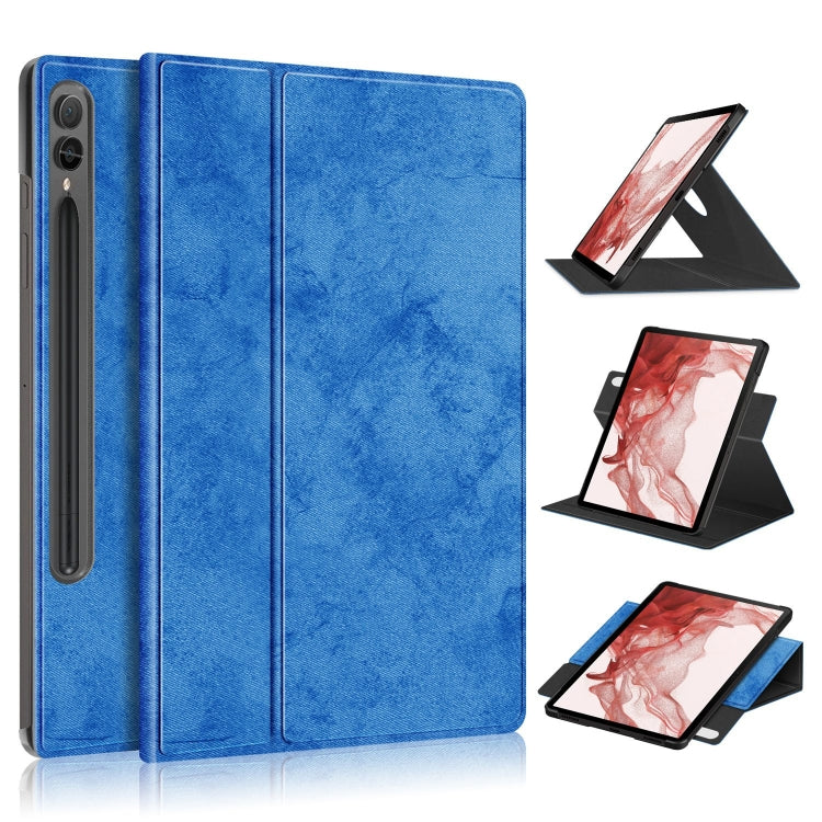 For Samsung Galaxy Tab S9 360 Rotation Stand Smart Leather Tablet Case(Blue) - Galaxy Tab S9 Cases by buy2fix | Online Shopping UK | buy2fix