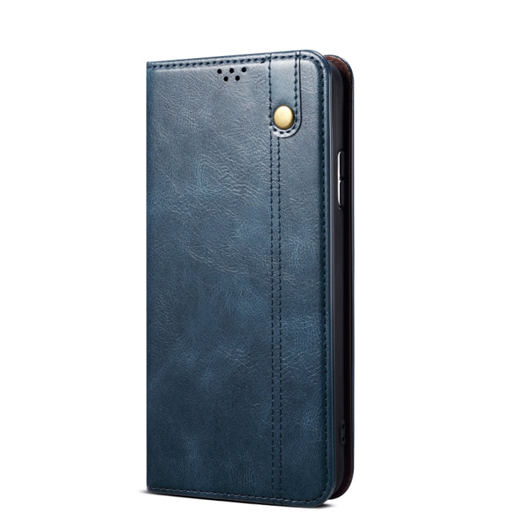 For OnePlus 12 Oil Wax Crazy Horse Texture Leather Phone Case(Blue) - OnePlus Cases by buy2fix | Online Shopping UK | buy2fix