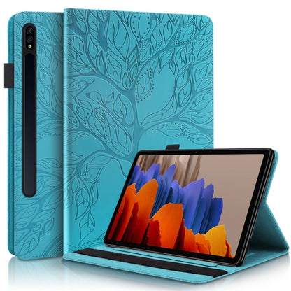 For Samsung Galaxy Tab S9+ / S9 FE+ Life Tree Series Horizontal Flip Leather Tablet Case(Lake Blue) - Galaxy Tab S9+ Cases by buy2fix | Online Shopping UK | buy2fix