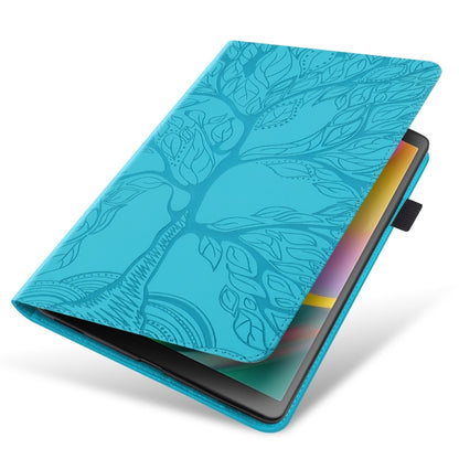 For Samsung Galaxy Tab S9 Ultra Life Tree Series Horizontal Flip Leather Tablet Case(Lake Blue) - Galaxy Tab S9 Ultra Cases by buy2fix | Online Shopping UK | buy2fix