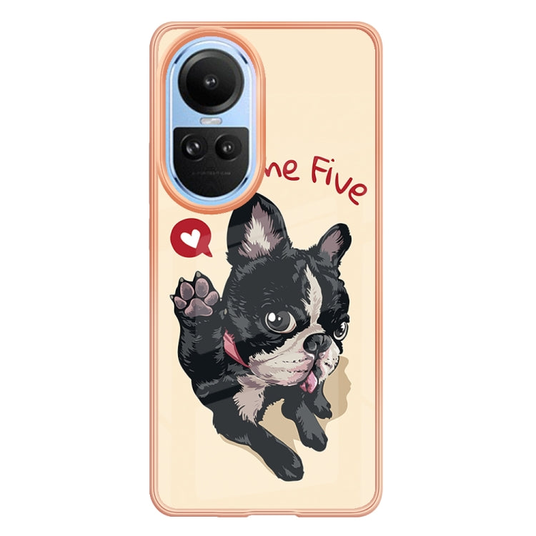 For OPPO Reno10 5G Global Electroplating Marble Dual-side IMD Phone Case(Lucky Dog) - OPPO Cases by buy2fix | Online Shopping UK | buy2fix