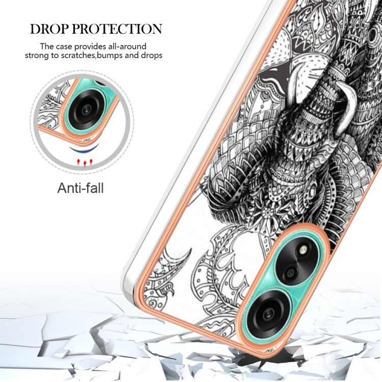 For OPPO A78 4G Electroplating Marble Dual-side IMD Phone Case(Totem Elephant) - OPPO Cases by buy2fix | Online Shopping UK | buy2fix