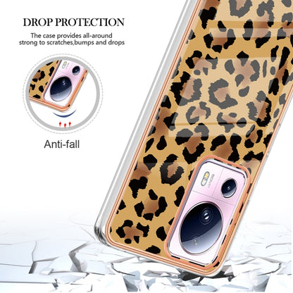For Xiaomi 13 Lite 5G Electroplating Marble Dual-side IMD Phone Case(Leopard Print) - 13 Lite Cases by buy2fix | Online Shopping UK | buy2fix