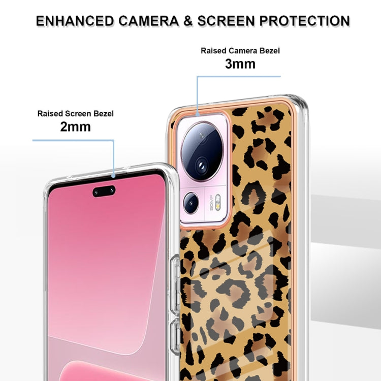 For Xiaomi 13 Lite 5G Electroplating Marble Dual-side IMD Phone Case(Leopard Print) - 13 Lite Cases by buy2fix | Online Shopping UK | buy2fix