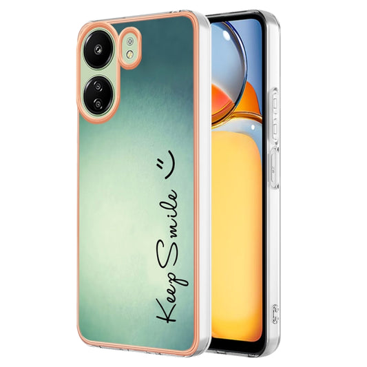 For Xiaomi Redmi 13C 4G Electroplating Marble Dual-side IMD Phone Case(Smile) - 13C Cases by buy2fix | Online Shopping UK | buy2fix