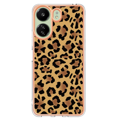 For Xiaomi Redmi 13C 4G Electroplating Marble Dual-side IMD Phone Case(Leopard Print) - 13C Cases by buy2fix | Online Shopping UK | buy2fix