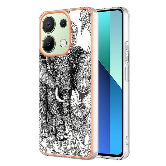 For Xiaomi Redmi Note 13 4G Global Electroplating Marble Dual-side IMD Phone Case(Totem Elephant) - Note 13 Cases by buy2fix | Online Shopping UK | buy2fix
