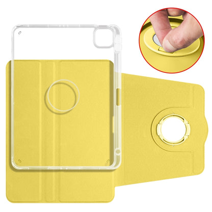 For iPad Pro 11 2024 Clear Acrylic 360 Rotation Detachable Leather Tablet Case(Yellow) - iPad Pro 11 2024 Cases by buy2fix | Online Shopping UK | buy2fix