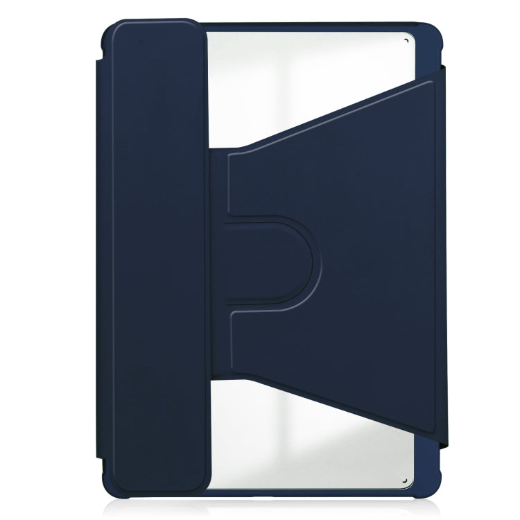 For Samsung Galaxy Tab S9 FE+ 360 Rotation Transparent Smart Leather Case with Keyboard(Dark Blue) - Galaxy Tab S9 FE+ by buy2fix | Online Shopping UK | buy2fix