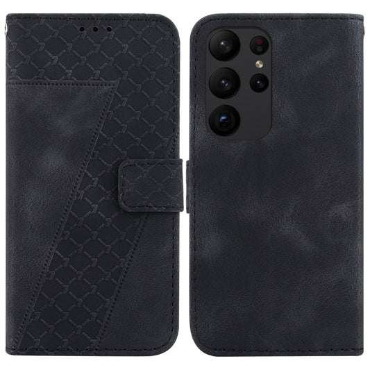 For Samsung Galaxy S23 Ultra 5G 7-shaped Embossed Leather Phone Case(Black) - Galaxy S23 Ultra 5G Cases by buy2fix | Online Shopping UK | buy2fix