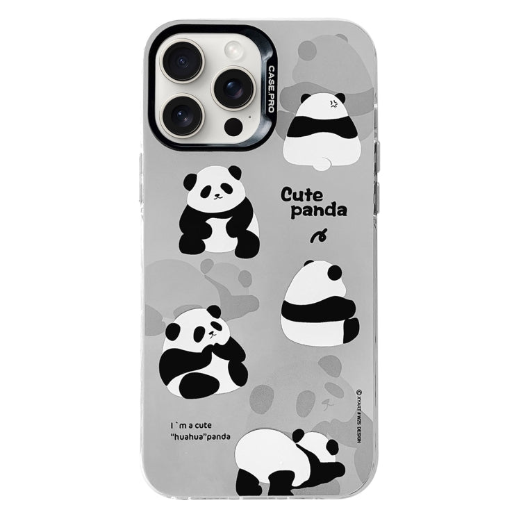 For iPhone 16 Pro Max Electroplated Silver Series PC Protective Phone Case(Grey Panda) - iPhone 16 Pro Max Cases by buy2fix | Online Shopping UK | buy2fix