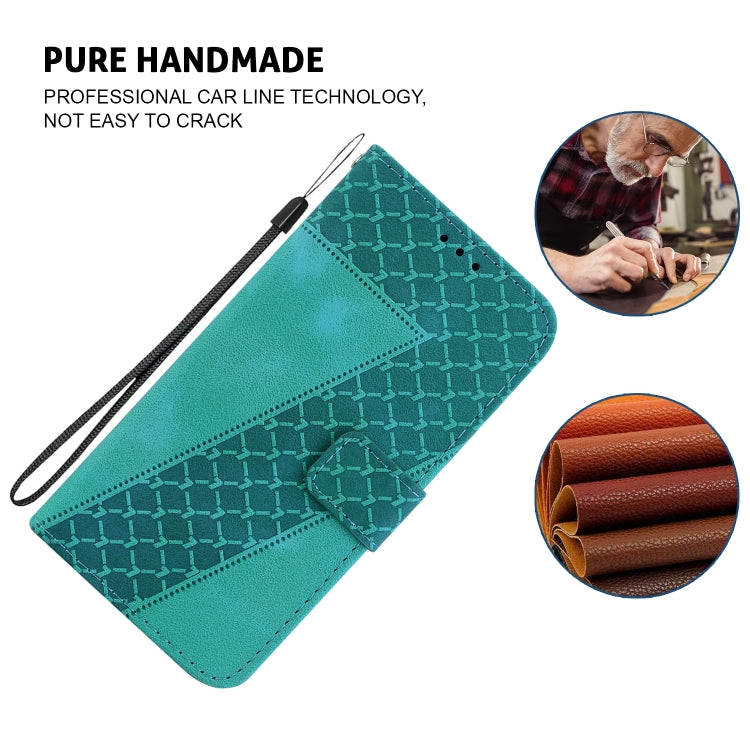 For OPPO A60 4G 7-shaped Embossed Leather Phone Case(Green) - OPPO Cases by buy2fix | Online Shopping UK | buy2fix